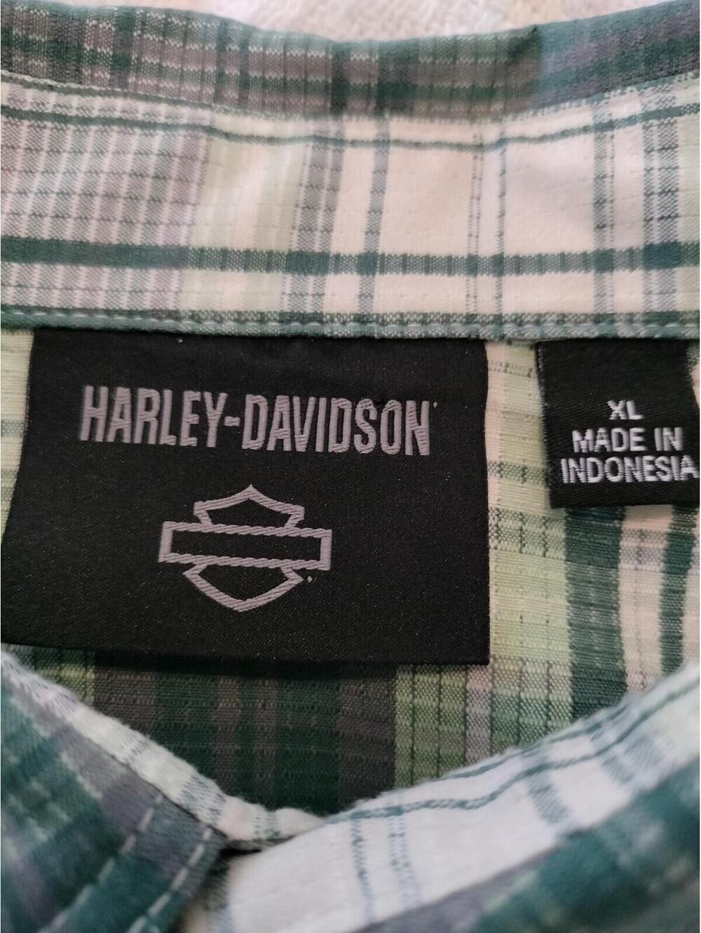 Harley-Davidson Men's XL Plaid Button-Down Shirt - Green/Grey Ripstop - Picture 6 of 13